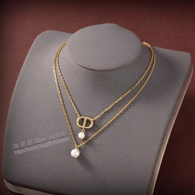 Dior飾品 2021新款DIOR迪奧字CD雙層項鏈  zgd1341